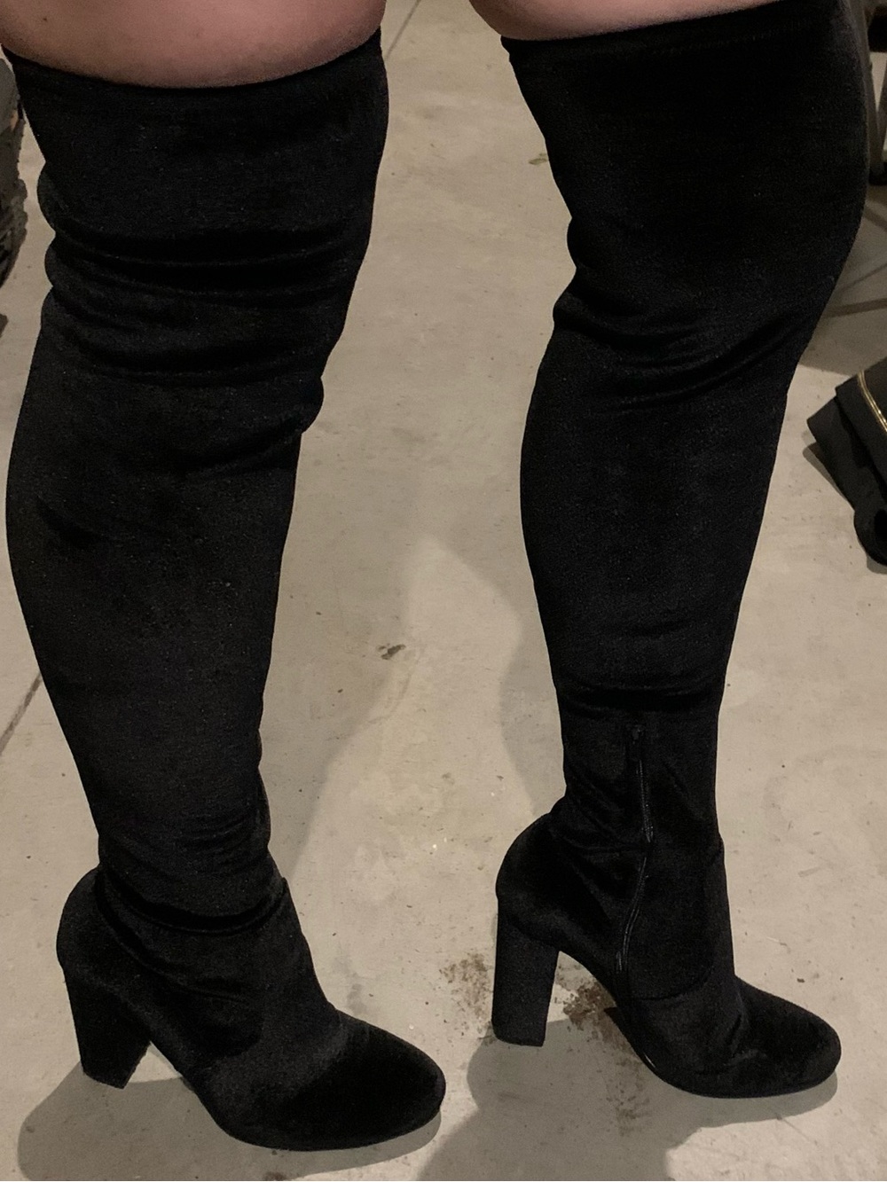Chinese Laundry Black Velvet Over the knee Heeled Boots Size 8.5